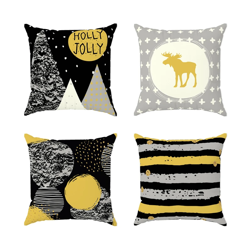 کاور کوسن مدل مخمل طرح کریسمس کد 5193 مجموعه چهار عددی