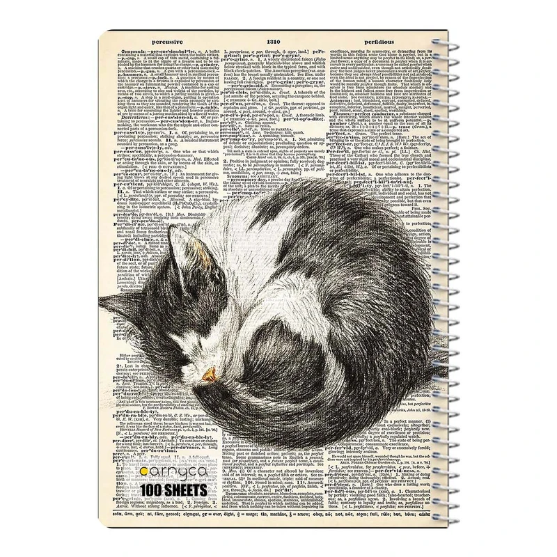 دفتر شطرنجی 100 برگ سیمی کارنیکا طرح روزنامه وینتج حیوانات Vintage Newspaper Animals کد 29588