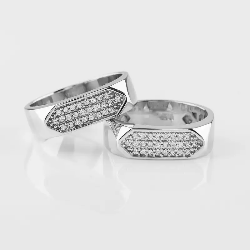 ست انگشتر نقره زنانه و مردانه مدل 19634