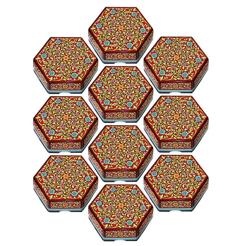 جعبه جواهرات مدل 6 گوش طرح گلستان کد 62mm بسته 10 عددی