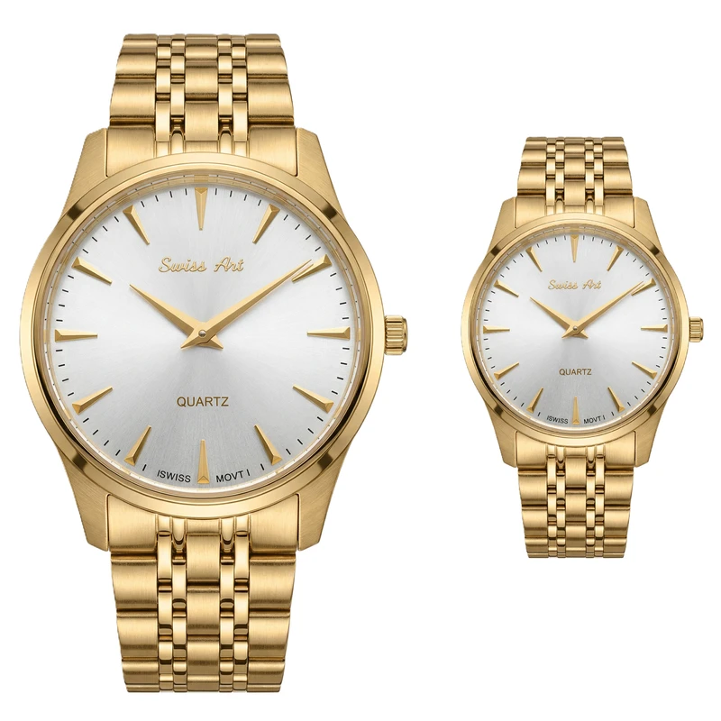 ست ساعت مچی عقربه‌ای کوارتز زنانه و مردانه سوئیس آرت مدل ANT172-173GD0300
