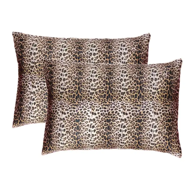 رو بالشی مدل ساتن ابریشم طرح پلنگی مجموعه 2 عددی