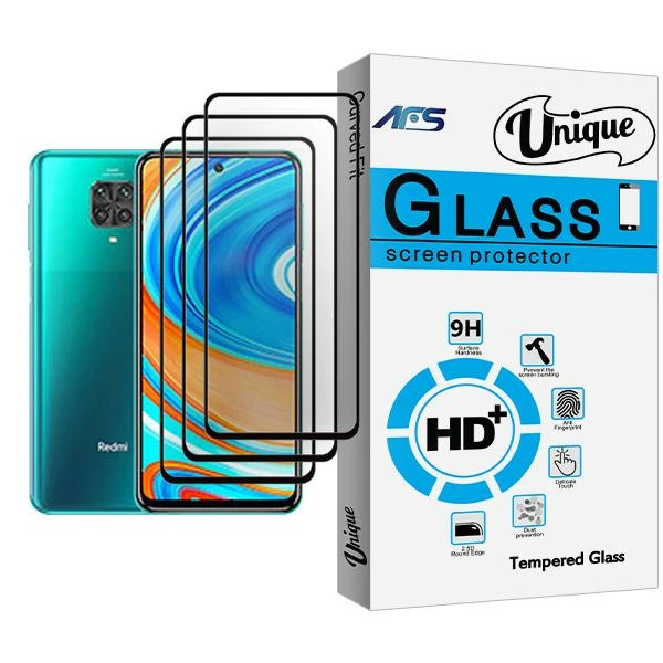 محافظ صفحه نمایش ای اف اس مدل Unique Glass MIX003 مناسب برای گوشی موبایل شیائومی Redmi Note 9 Pro بسته سه عددی