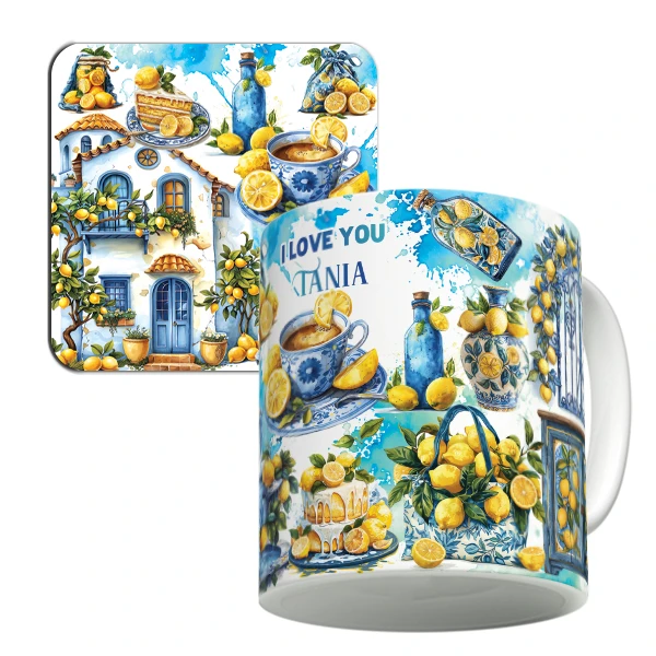 ماگ لاژید مدل اسم تانیا طرح دوستت دارم به همراه زیر لیوانی