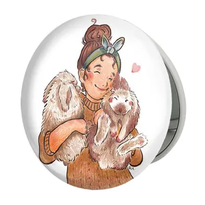 آینه جیبی خندالو طرح دخترونه مدل تاشو کد 6115 