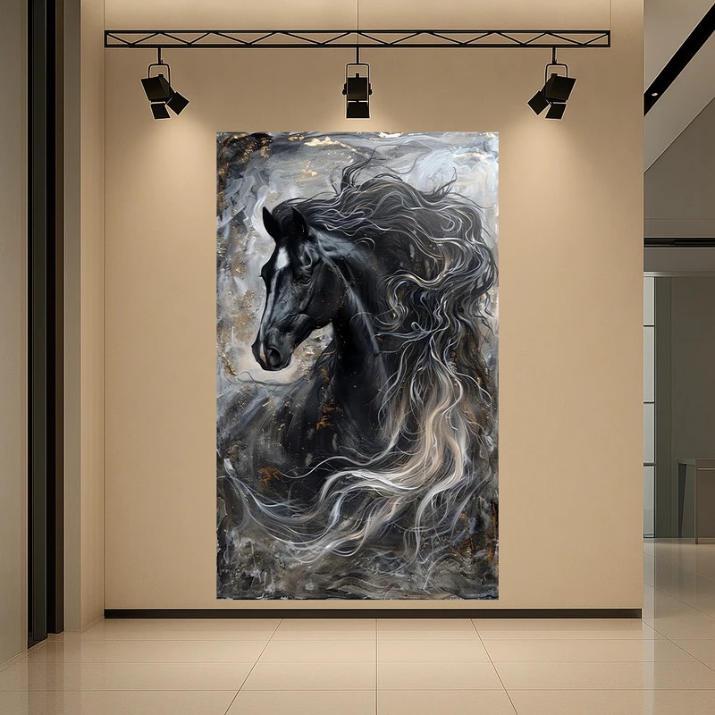 تابلو بوم طرح مخمل نقاشی اسب مدل باشکوه کد AR3060195