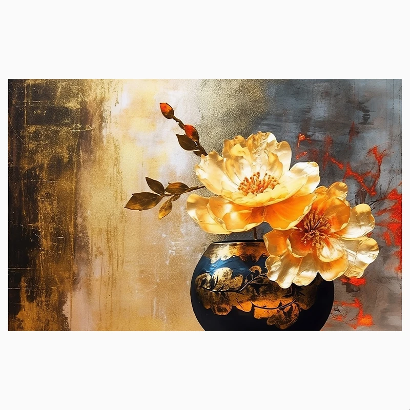 فرش پارچه‌ای مدل  فرشینه طرح گلدان طلایی کد AR3058775