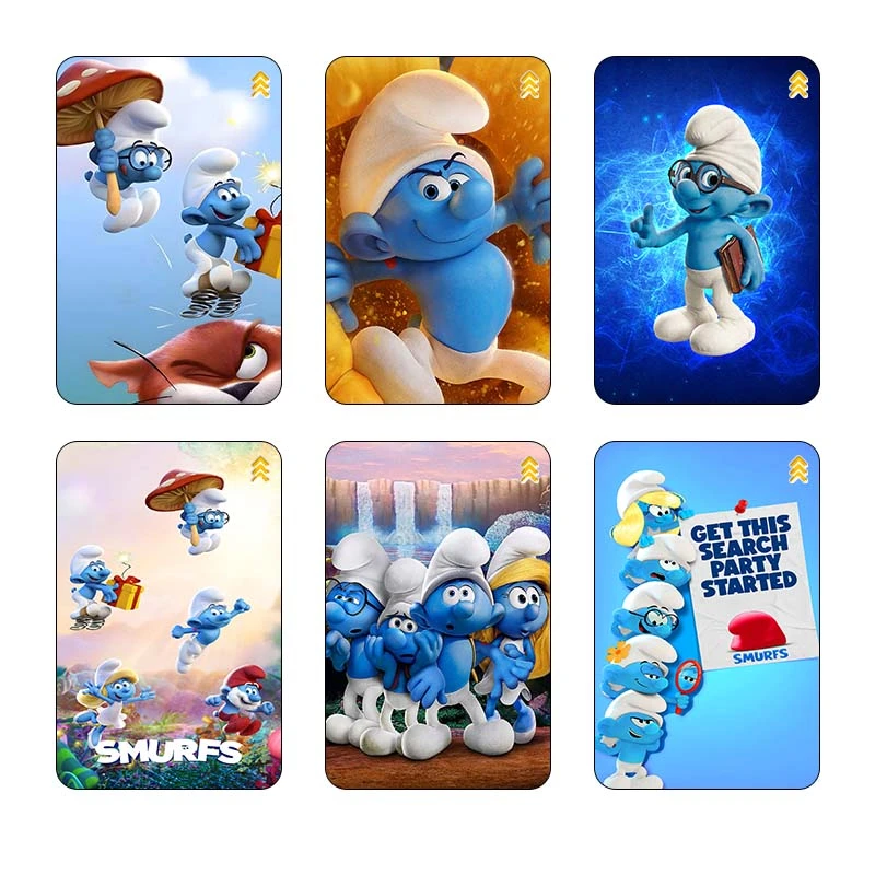 استیکر کارت طرح اسمورف‌ها Smurfs کد 100 مجموعه 6 عددی