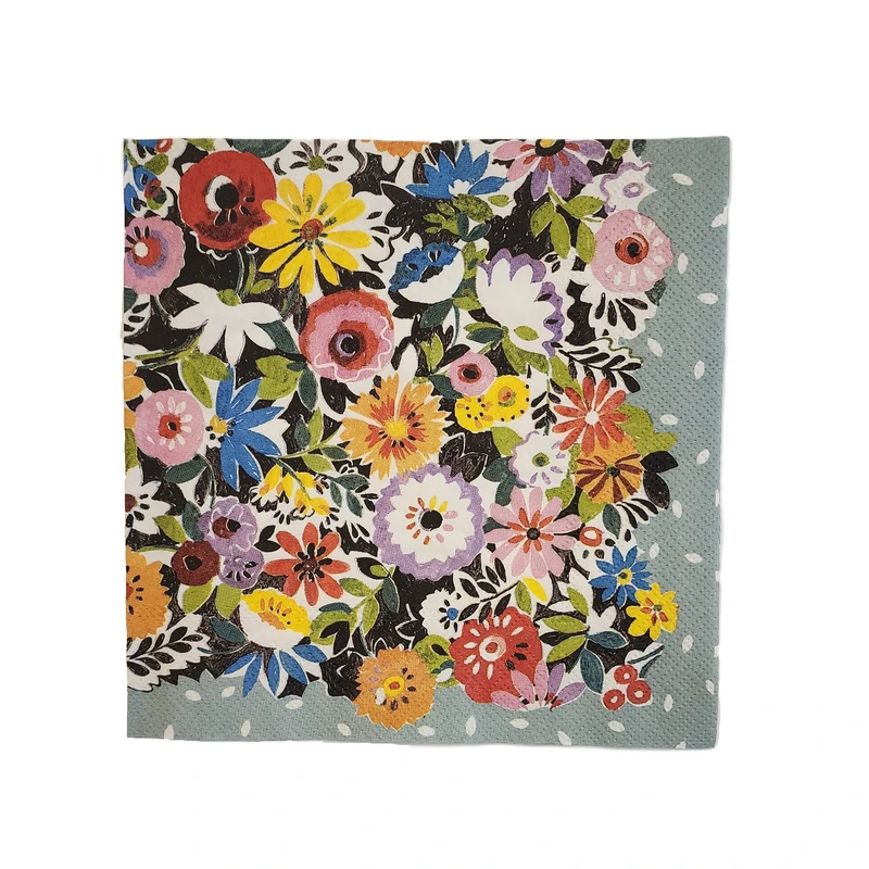 دستمال سفره آی اچ آر مدل مجموعه گل های گرافیکی حاشیه دار بسته 20 عددی
