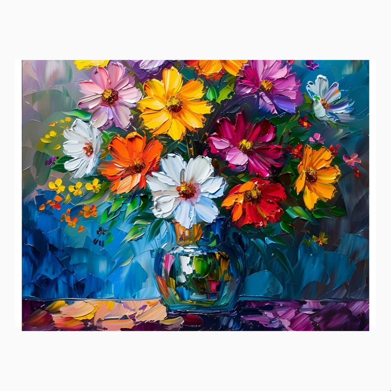 پوستر طرح گلدان شیشه ای مدل گل های بهاری کد K113