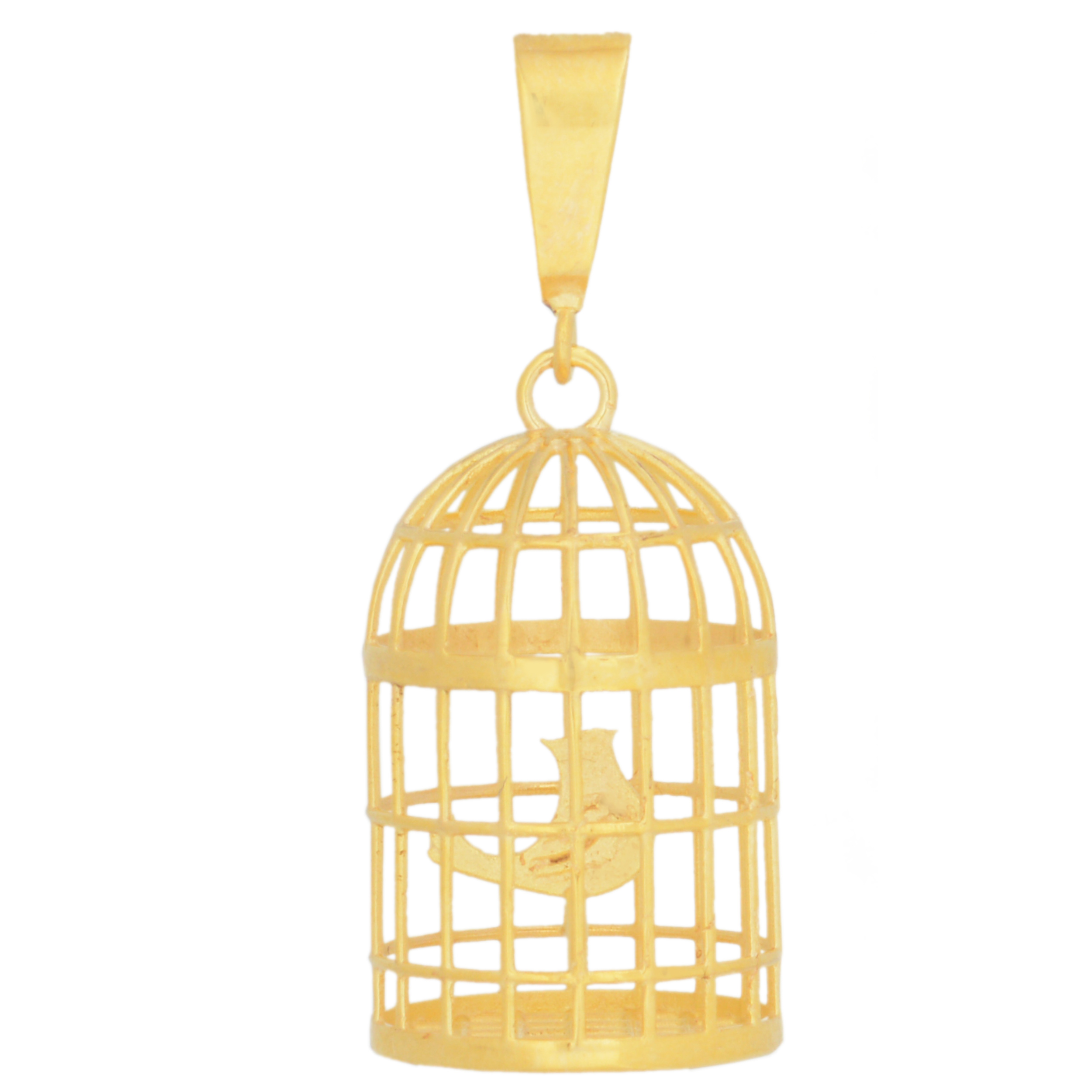 آویز گردنبند طلا 18 عیار زنانه طلای مستجابی مدل قفس و پرنده کد 107