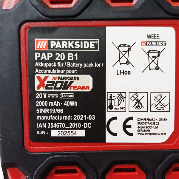 باتری شارژی 2 آمپر پارکساید مدل X12VTeam