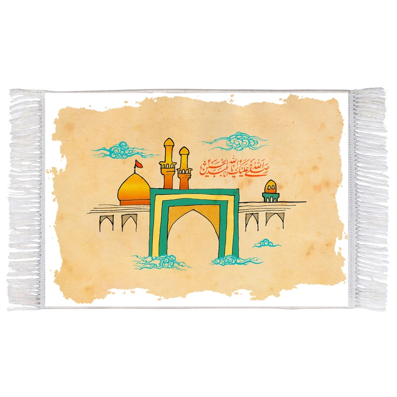 فرش ماشینی دیوارکوب اطلس آبی طرح صلی الله علیک یا ابا عبدالله مدل T2606