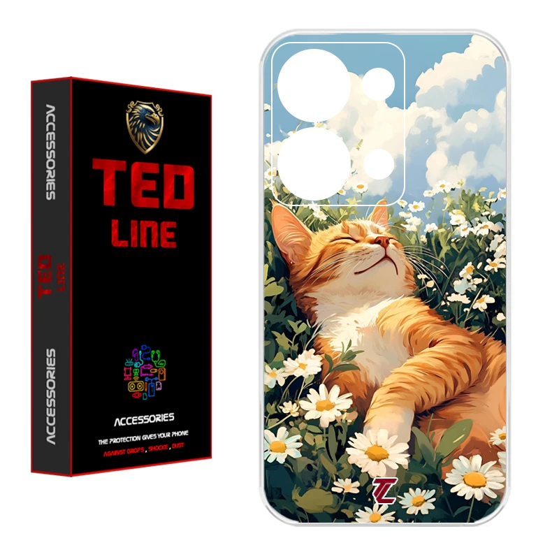 کاور تدلاین طرح گربه نارنجی کد 1140 مناسب برای گوشی موبایل شیائومی Redmi Note 13 Pro 4G / Poco M6 Pro