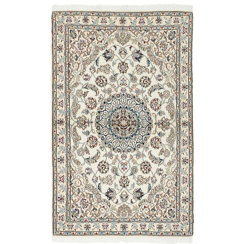 فرش دستبافت یک و نیم متری مدل گل ابریشم نائین کد n543038n 