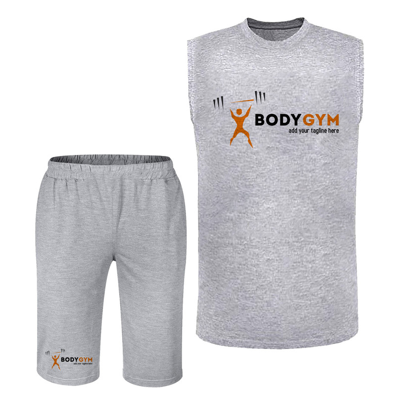 ست تاپ و شلوارک مردانه مدل GYM کد L32 رنگ طوسی