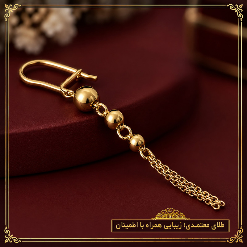  نیم ست طلا 18 عیار زنانه طلای معتمدی مدل کراواتی گوی دار
