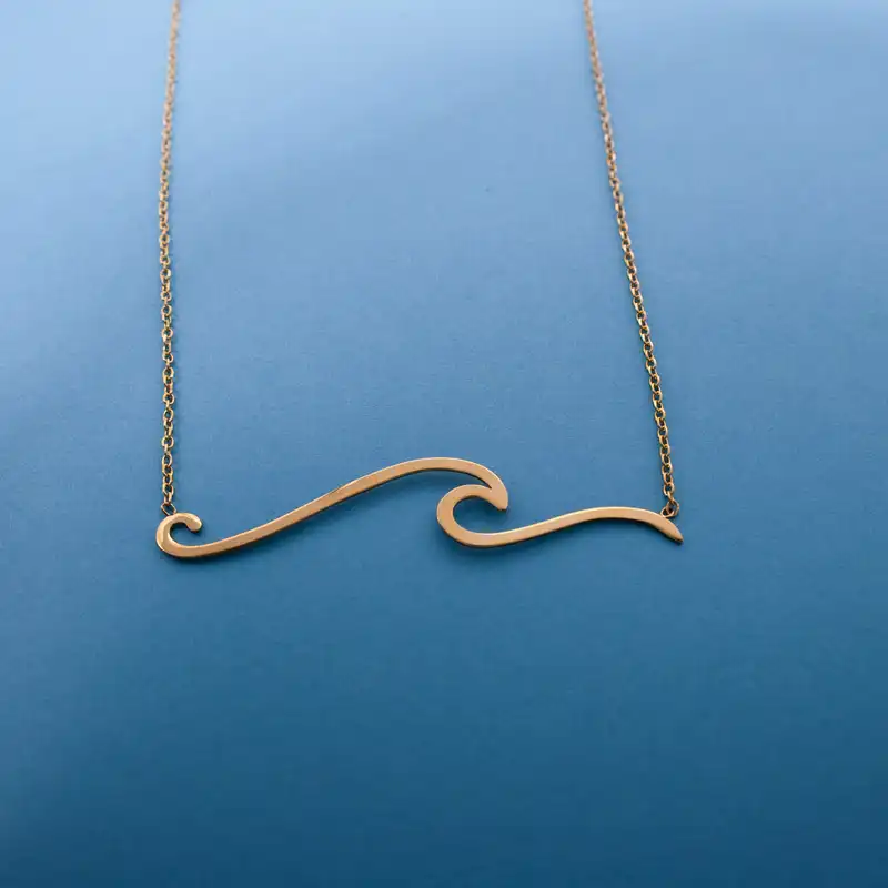 گردنبند طلا ۱۸ عیار زنانه دًرج طرح موج مدل DP51