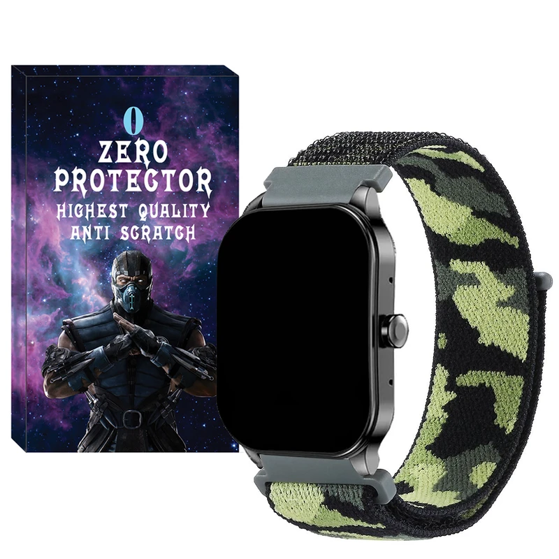 بند زیرو مدل Nylon-Army-ZR مناسب برای ساعت هوشمند امیزفیت GTR 42mm / Pop / Pop 2 / Pop pro