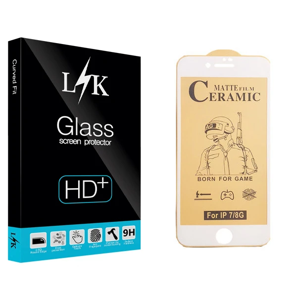 محافظ صفحه نمایش سرامیکی ال کی مدل Hard glass مناسب برای گوشی موبایل اپل iPhone 8