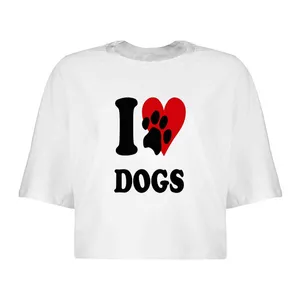 کراپ‌تاپ آستین کوتاه زنانه مدل DOGS  کد L288 S