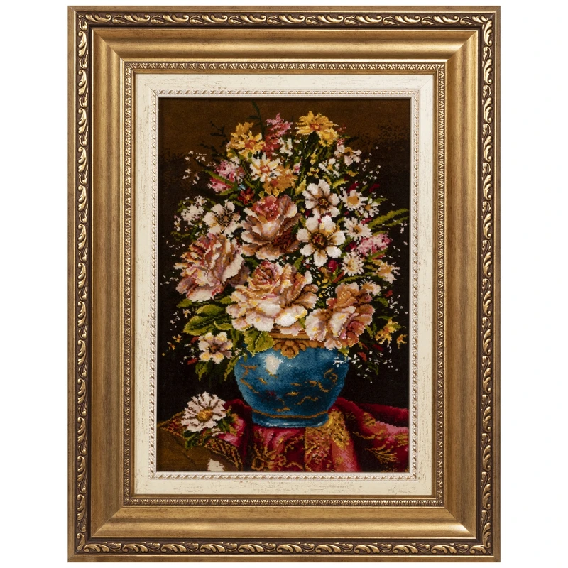 تابلو فرش دستباف سی پرشیا طرح گل در گلدان کد 904076