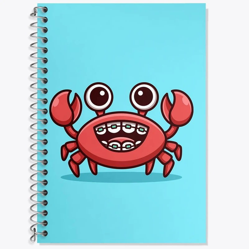 دفتر زبان 50 برگ خندالو مدل سه خط طرح حیوانات آبزی خرچنگ کد 28166