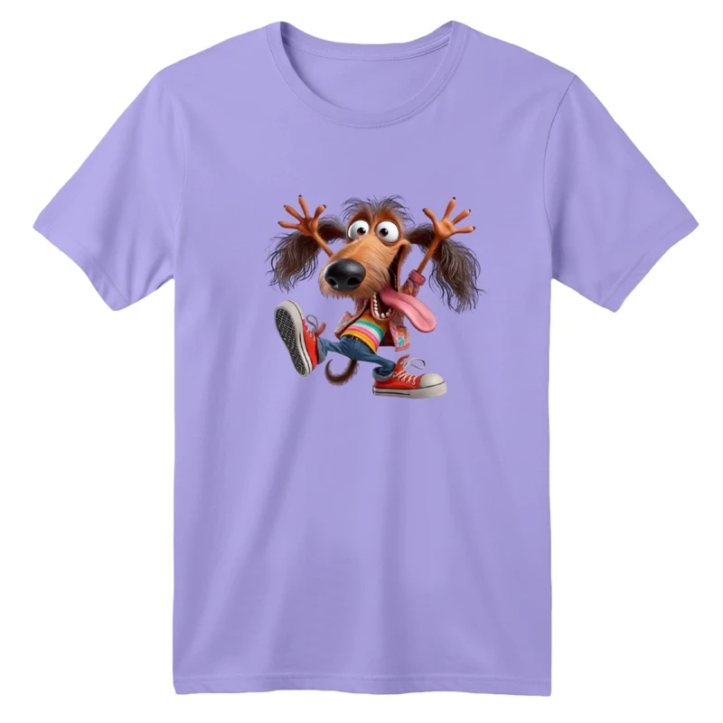 تی‌شرت آستین کوتاه لانگ یقه گرد بچگانه مدل سگ شاد