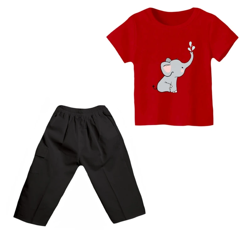 ست تی شرت و شلوارک دخترانه مدل فیل کد ۲۰