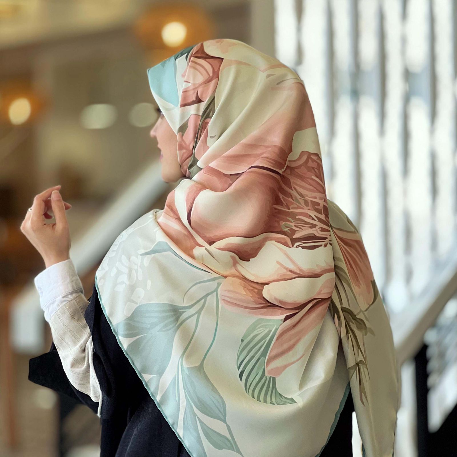 روسری زنانه مدل ابریشم توییل طرح گل کد ana-5061 -  - 4