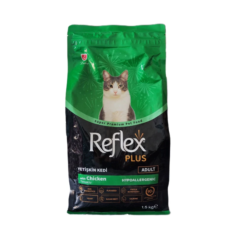 غذا خشک گربه بالغ رفلکس پلاس مدل هایپوآلرژنیک طعم مرغ وزن 1.5 کیلوگرم