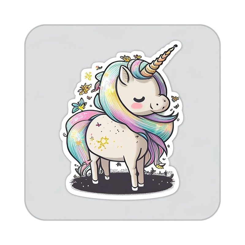 زیر لیوانی کاکتی طرح اسب تک شاخ و یونیکورن مدل mp32050