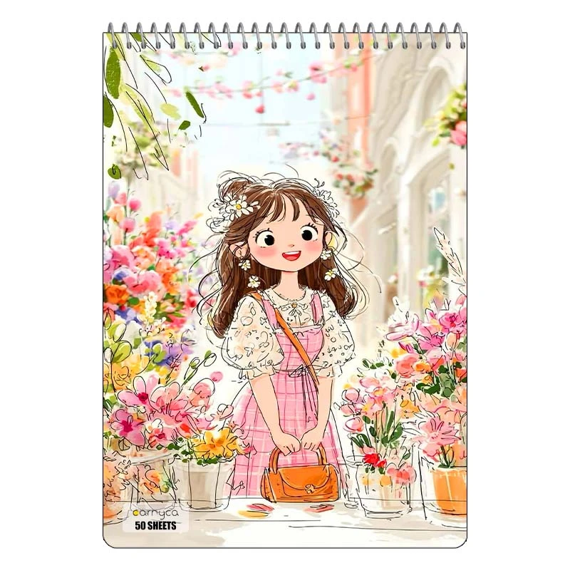 دفتر نقاشی 50 برگ سیمی کارنیکا طرح دخترانه کیوت Girly Cute کد 57017