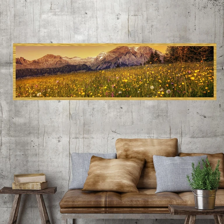 تابلو بکلیت طرح منظره دشت بهاری مدل کشیده T-7551