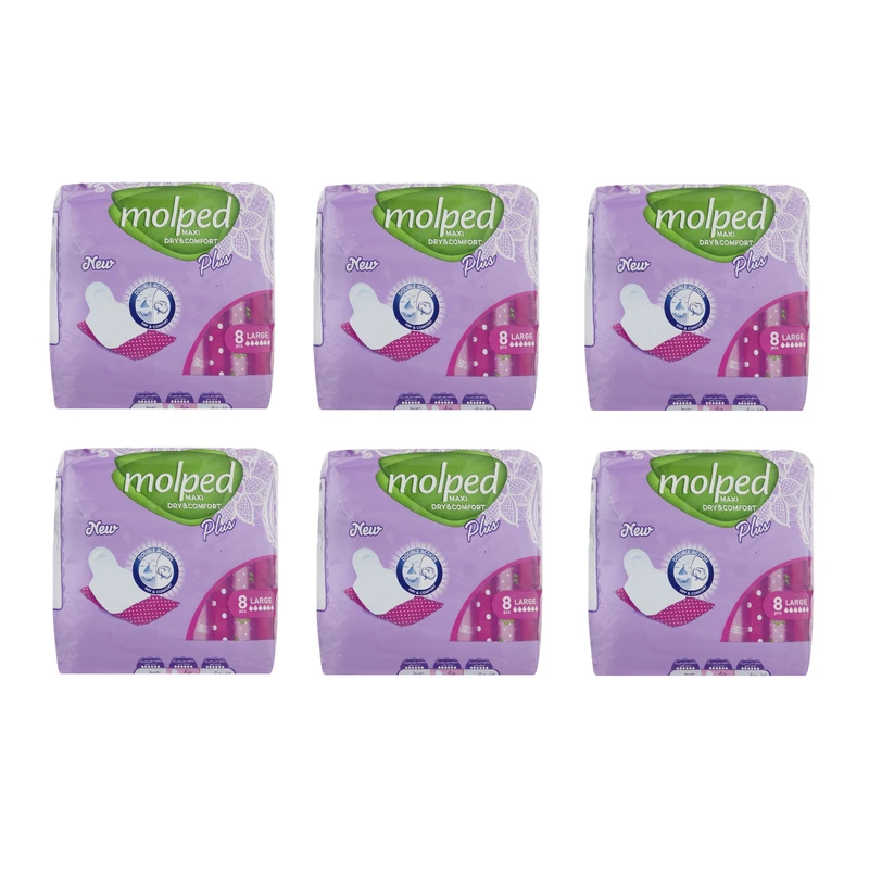 نوار بهداشتی مولپد مدل Dry &amp; Comfort سایز بزرگ مجموعه 6 عددی
