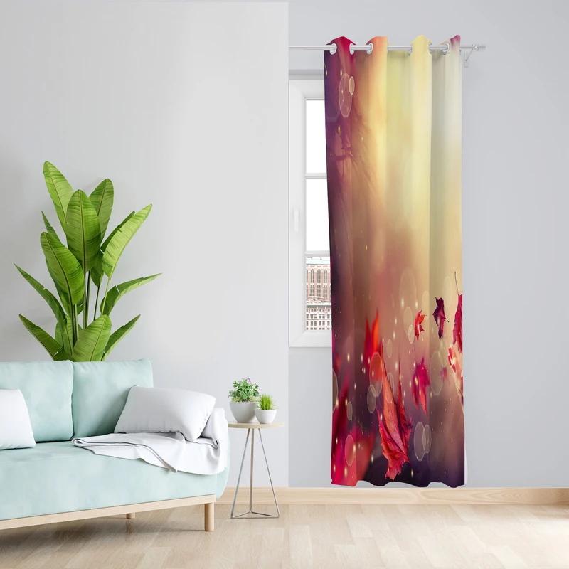 پرده طرح برگ مدل مخمل پانچی کد L 767 Z سایز 140x200 سانتی متر