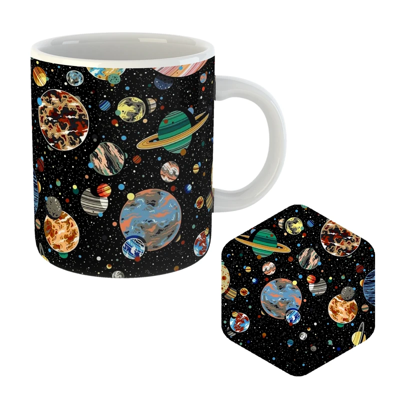 ماگ مدل فضا کد MU-90 به همراه زیر لیوانی 