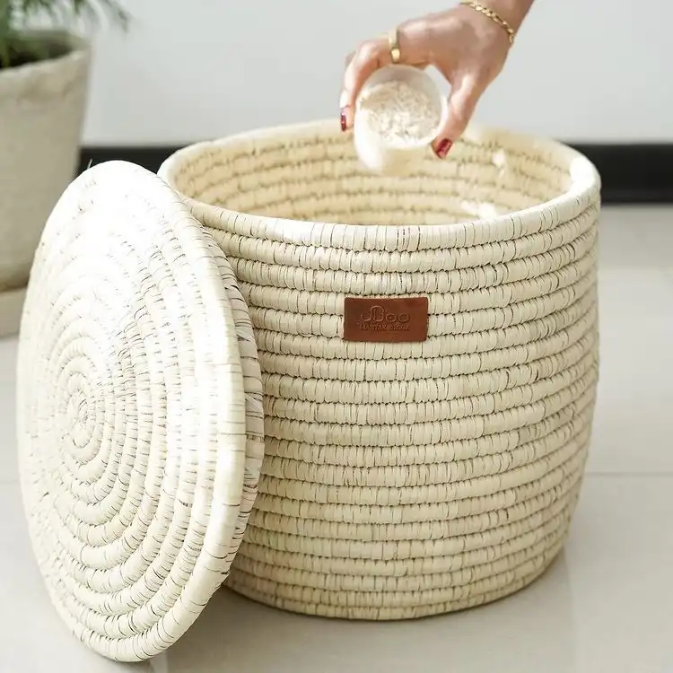 سطل برنج حصیری مهتاک دکور مدل استوانه کد 7