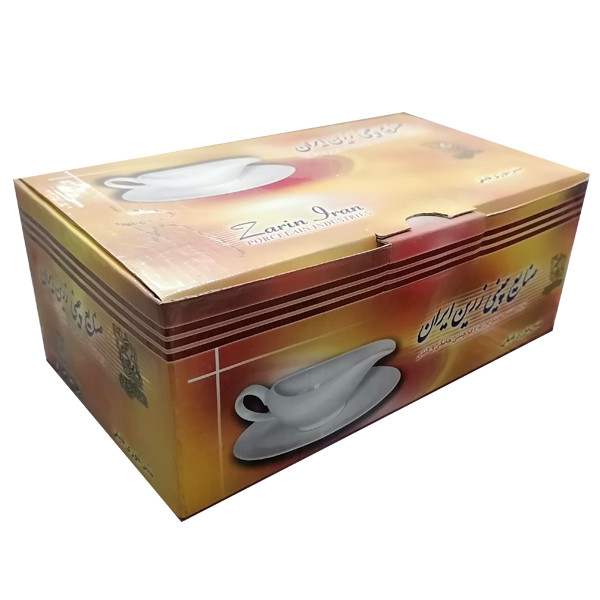 سس خوری چینی زرین ایران مدل قایقی طرح الگانس درجه یک به همراه پیش دستی