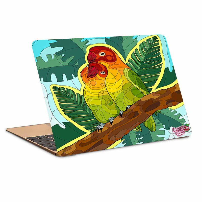 استیکر لپ تاپ طرح دو طوطی عاشق کد P-81مناسب برای لپ تاپ 15.6 اینچ