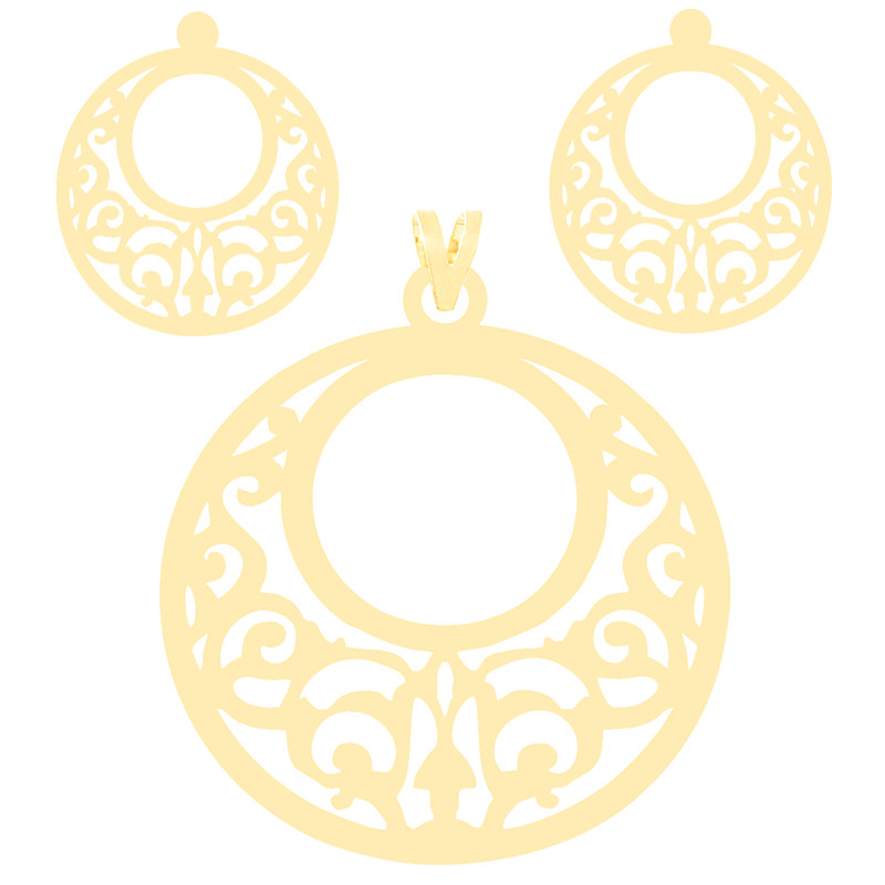 نیم ست طلا 18 عیار زنانه کرابو طرح نقش اسلیمی مدل Kr8030