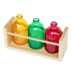 گلدان دکوری گوشکوب مدل شیشه رنگی بسته سه عددی