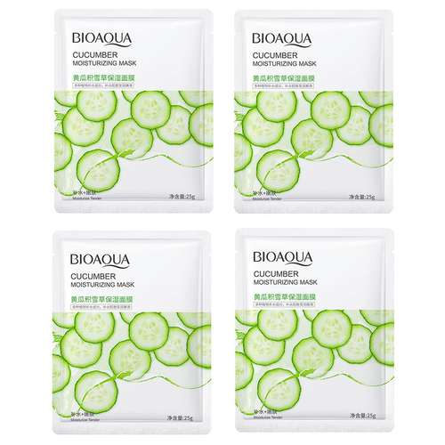 ماسک صورت بایو آکوا مدل خیار وزن 25 گرم مجموعه 4 عددی