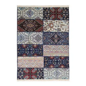 کلاژ فرش ماشینی یک و نیم متری نارسیس مدل چهل تکه کد 1401