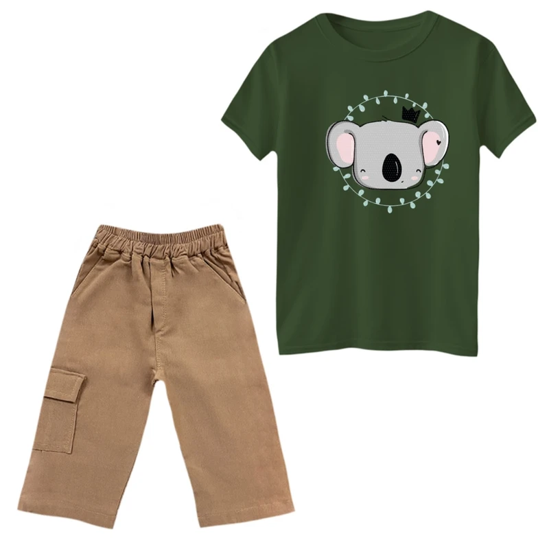 ست تی‌شرت و شلوارک پسرانه مدل کوالا و تاج