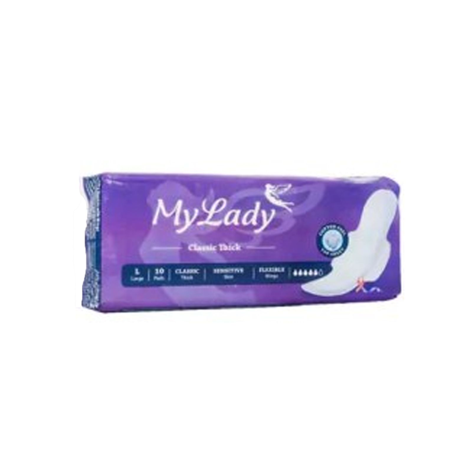 نوار بهداشتی بالدار مای لیدی Classic purple سایز بزرگ بسته 10 عددی -  - 4