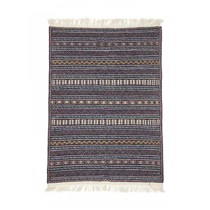  گلیم دستباف یک متری طرح شبدیز زمینه سرمه ای 