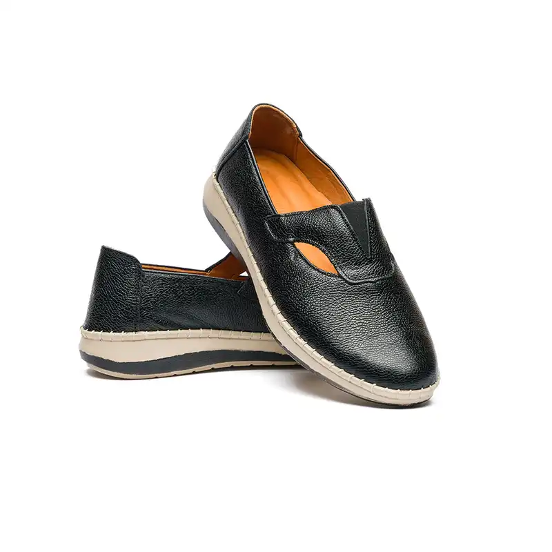 کفش روزمره زنانه مدل ترکان تمام چرم رنگ مشکی