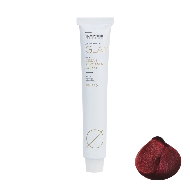 رنگ مو تمپتینگ مدل glam با شماره رنگ 6.6 و رنگ قرمز تیره حجم 100 میلی‌لیتر، حاوی تری اتانول آمین