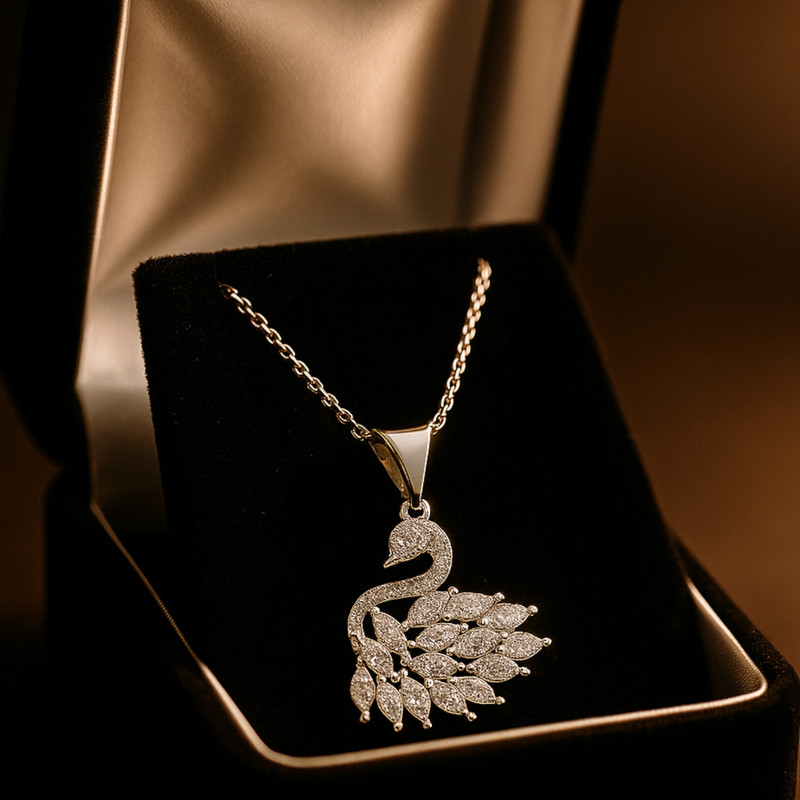 گردنبند نقره زنانه مدل قو خورشیدی مهتاب کد 9431